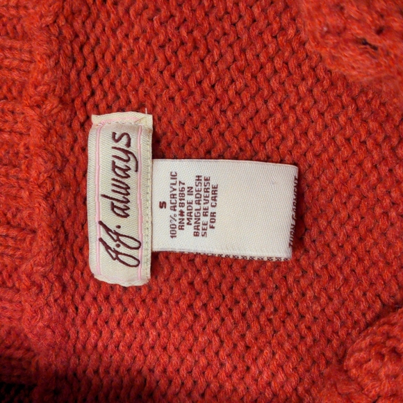 Orange Vintage Off the Shoulder Cable Knit Sweater - Picture 3 of 8
